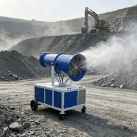 Canon à brouillard tout-en-un 60 m avec réservoir d'eau et pompe intégrés pour pulvérisation mobile sur chantiers en zones isolées