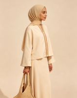 YHE013 Abaya longue sur mesure, élégante, modeste, respirante, en polyester, antistatique, pour femmes, robe d'occasion musulmane d'été