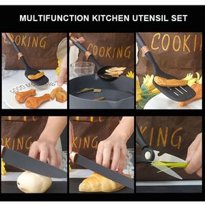 ชุดอุปกรณ์ครัวซิลิโคน 19 ชิ้น ทนความร้อน ไม่ติดกระทะ ช้อนตะหลิว มีดทำครัว พร้อมเขียง - Product Image 4