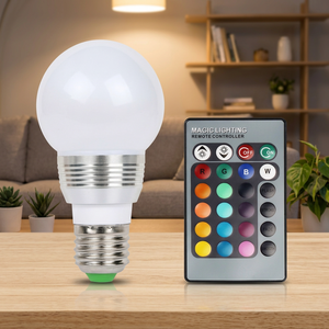 Lampe d'ambiance à 16 couleurs E27 3W RGB à intensité variable avec télécommande, ampoules LED à 16 couleurs pour l'éclairage intérieur automobile - Product Image 3