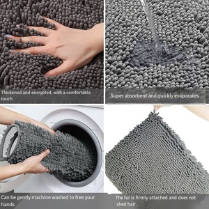 Tapis de bain en chenille personnalisé avec base antidérapante en PVC - Tapis de salle de bain super absorbant pour la douche et les toilettes - Product Image 4