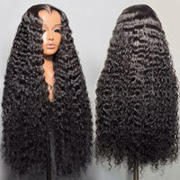 Perruques Lace Front en Cheveux Humains Bouclés Kinky, 13x4, Dentelle HD Transparente, Sans Colle, Pré-Pluckées, Noir Naturel, pour Femmes Noires - Vente en Gros