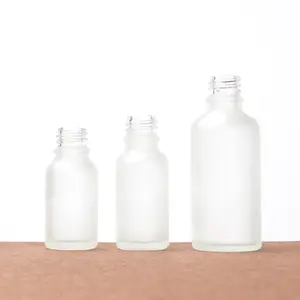 Botella cuentagotas de vidrio esmerilado de 20ml y 100ml, botella de vidrio de aceite esencial de suero para ojos con cuentagotas para el cuidado de la piel, botella cuentagotas de vidrio de aceite