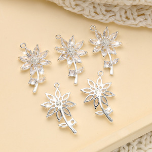 Pequeño DIY hecho a mano 14K oro Micro-incrustaciones Zircon girasol Margarita colgante materiales metálicos seis pétalos flor collar Accesorios - Product Image 5