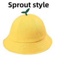 Topi Nelayan Anak Motif Garis Kartun Kuning 100% Katun - Pelindung Matahari Musim Semi/Panas