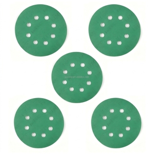 Papiers abrasifs à crochets et boucles de 5 pouces, 8 trous, film PET vert, disques abrasifs pour l'automobile - Product Image 1