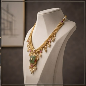 Conjunto de Collar y Pendientes de Perlas Chapados en Oro y Rodio para Mujer Prayom, Gargantilla en Capas, Jhumka, Regalo - Product Image 5