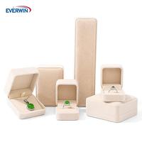 EVERWIN Vente en gros Usine Personnalisée LOGO Couleur Taille Collier Bague Boîtes de Haute Qualité Boîtes à Bijoux Rangement en Velours Rose Blanc