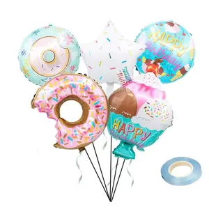 5pcs Foil Balloons Supplier Ice Cream cake heliium balloon Donut Shape Star Round Ballon for Summer Party Birthday Decorations