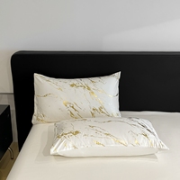 Parure de lit de luxe ultra douce effet soie, broderie lavée à l'eau, 4 pièces, housse de couette et drap plat pour mariage, hôtel, toutes saisons