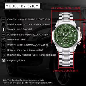 Montre chronographe à quartz pour homme BENYAR BY-5210, bracelet en cuir, étanche 30M, sport, mode, cadran en verre, affichage à aiguilles, 2025 - Product Image 2