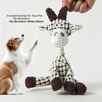 Jouet pour chien en peluche âne mignon, jouet à mâcher couineur en corde, jouet interactif en forme d'animal en peluche avec corde en maïs pour petits et moyens chiens, 3 couleurs