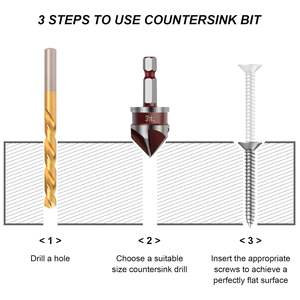 Jeu d'outils de chanfreinage de précision 5 pièces 1/4 1/2 3/4 5/8 3/8 pouces en acier à haute teneur en carbone avec tige hexagonale pour le débavurage et l'ouverture de trous sur le métal et le plastique - Product Image 4
