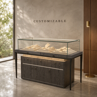 Vitrine à bijoux haut de gamme sur mesure avec dessus en verre, éclairage LED, tiroirs verrouillables, écologique, couleurs personnalisables pour le luxe