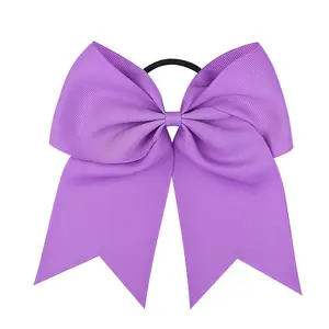 Okay 8 inch Oversized Ponytail Simple grosgrain ribbon Cheerleader bows with Hair Rubber band for Girls Softball