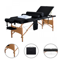 Vente en gros de salons de beauté professionnels portables, table de massage spa, lit de massage facial pliable en bois de style thaïlandais