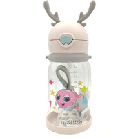 Bouteille d'eau en plastique avec couvercle en forme de cerf pour enfants, ml, mignon, pour apprendre à boire