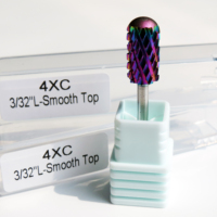 Foret à ongles en carbure violet 4XC 3XC, 3/32 po, à bout rond lisse et grand cylindre, pour manucure et pédicure - Vente chaude
