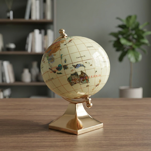 Traditional Desktop Globe Metal Base Rotating Educational Ornament Foreign Culture Design - Product Image 4