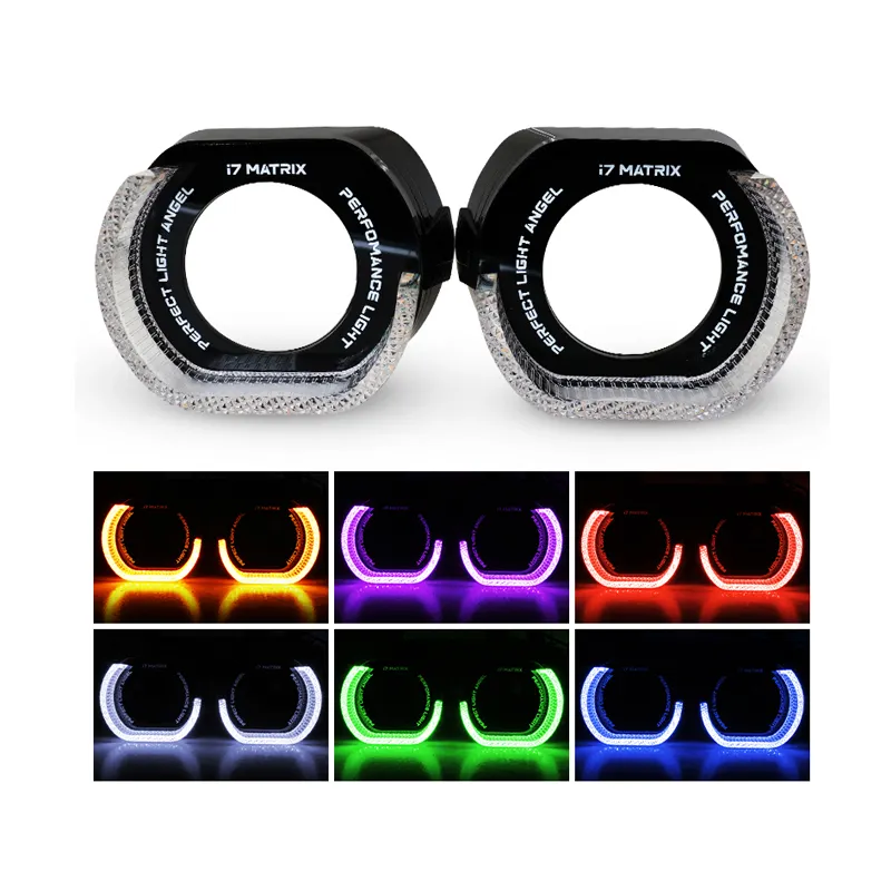 Nieuwste Design Wrgb 3 Inch Angel Eyes Drl Led Auto Projector Lens Omhulsels Covers Voor Auto Licht Omhulsels Wit Geel Kleur