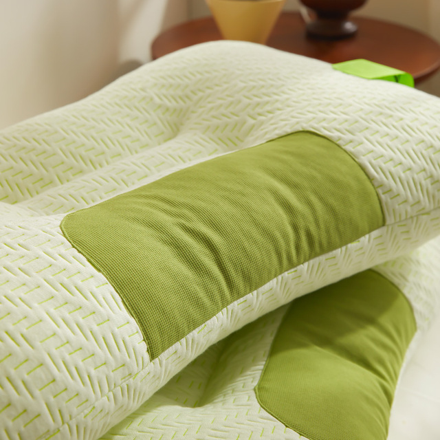 Bamboo Fiber Cervical Pillow with Feather Down Alternative Fill Antibacterial & Ergonomic Zoned Support Bed Pillow