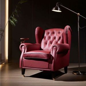 Sillón Individual de Cuero Genuino de Primera Capa, Estilo Americano de Lujo, Diseño Godfather - Product Image 1