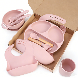 Ensemble de vaisselle pour bébé 2026 avec logo imprimé, comprenant un bol antidérapant en silicone à ventouse, une cuillère et des bavoirs - Product Image 1