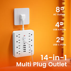 US-Stecker 8-fach Steckdosenleiste mit USB Überspannungsschutz Smart Cube Mehrfachsteckdose mit Überspannungsschutz - Product Image 3