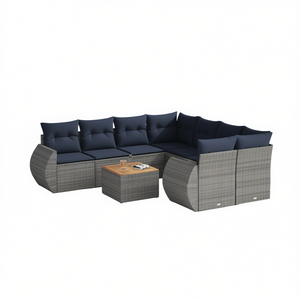Set Divano da Giardino in Polyrattan Grigio con Cuscini Impermeabili, Design Contemporaneo per Uso Esterno - Product Image 1