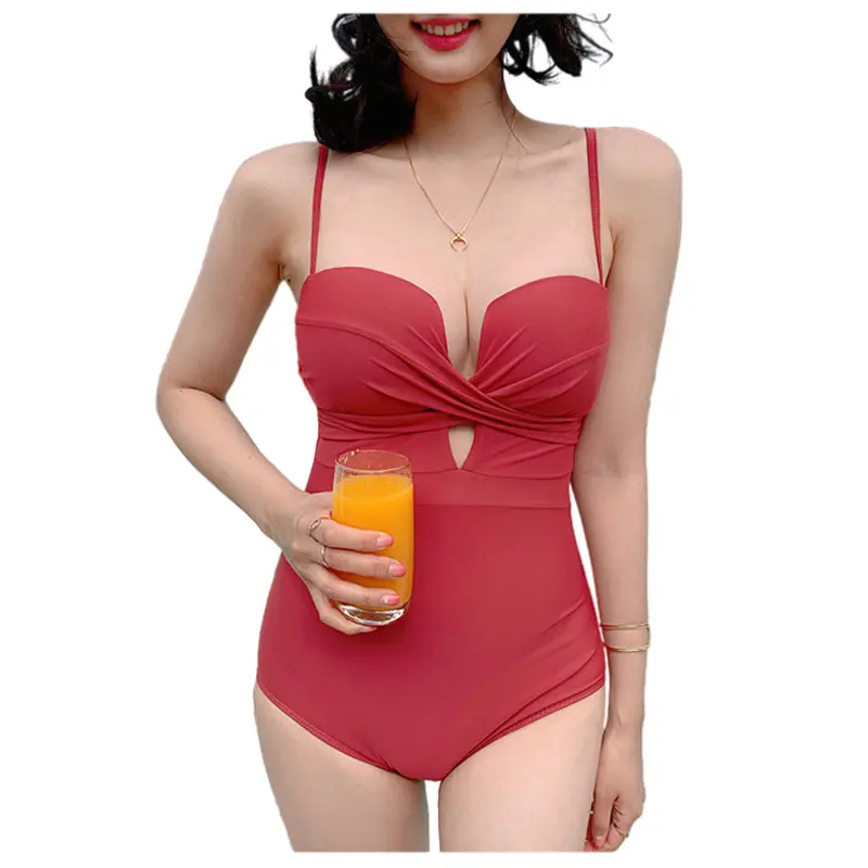 Japan South Korean Triangle Swimsuit Hollow Chest Design High Waist Aliexpress Hot Sell Model Swimsuit