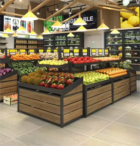 Estantes <span class=keywords><strong>de</strong></span> exhibición <span class=keywords><strong>de</strong></span> metal <span class=keywords><strong>de</strong></span> un solo lado para supermercado para verduras y frutas Estante <span class=keywords><strong>de</strong></span> almacenamiento verde para uso en tienda - Product Image 3