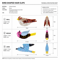 Pince à cheveux personnalisée unique en acétate en forme d'oiseau, style vintage, motif animal (hirondelle, mouette), grande taille, vente en gros, pour femmes