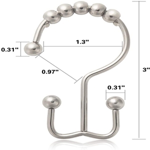 Anneaux pour <span class=keywords><strong>rideau</strong></span> <span class=keywords><strong>de</strong></span> <span class=keywords><strong>douche</strong></span> en nickel mat, tache douce, accessoires Clip <span class=keywords><strong>de</strong></span> <span class=keywords><strong>douche</strong></span>, Double crochets pour <span class=keywords><strong>rideau</strong></span> - Product Image 2