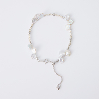 Bracelet en perles d'eau douce naturelles S925 en gros, distribution irrégulière, bracelet en perles en forme de pétales