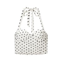 Ensemble 2 pièces pour femme, nouveau, été, décontracté, imprimé à pois, mode, sexy, dos nu, col ras du cou, col licou, taille haute, jupe mi-mollet