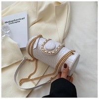 Nouveau Sac Cylindrique Femme Haut de Gamme 2024 en Polyester à Motif Crocodile avec Chaîne, Sac à Bandoulière et Sac Croisé, Design Niche