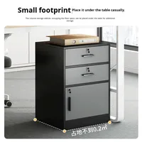 Armoire de classement de bureau en fer épaissi avec 3 tiroirs et 1 porte, tiroirs verrouillables, profil bas, design moderne, montage sur bureau, rangement d'archives