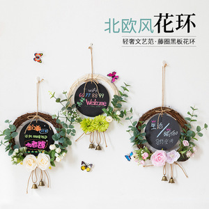 Creative Bois Rotin Petit Tableau Noir Tactile Salon Mur Ornements <span class=keywords><strong>Maternelle</strong></span> Restaurant Décor - Product Image 2
