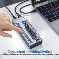 Hub USB 3.0 Acasis neuf, 10 ports, adaptateur secteur 12V 4A, chargeur USB HUB 3.1 avec interrupteur, hub USB 3.1 pour Mac, PC, ordinateur portable