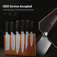 Grandsharp — ensemble de couteaux Laser damas, ensemble Unique japonais en acier inoxydable, manche en Pakkawood, couteaux de cuisine bon marché 6 pièces