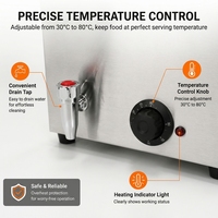 CUCINA Bain-marie électrique portable commercial en acier inoxydable pour restaurant, buffet, traiteur