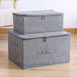40L可折叠储物箱储物箱，带盖和将储物篮放在玩具搁板的亚麻收纳器中