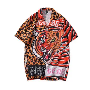 Цвет на заказ тигра и леопардовой расцветкой рубашка, мультипликационный стиль, повседневная, мужская летняя футболка
