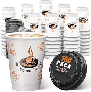 Gobelets à paroi simple en papier de pâte à papier biodégradable pour boissons chaudes/froides 6oz-32oz Impression flexographique de logo personnalisé - Product Image 4