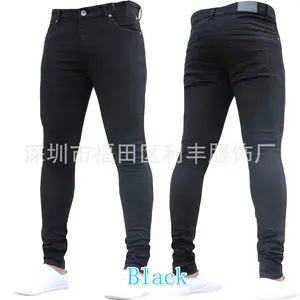 Men's Stretch Denim Men's Pants Europe And America Cross Border Autumn Black Tight Slim-fit Pants Men's Jeans