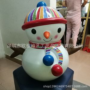 Décoration de Noël en fibre de verre, bonhomme de neige de dessin animé, traîneau, garniture rouge et dorée, artisanat, affichage extérieur/intérieur - Product Image 5