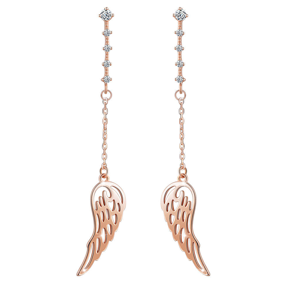 Vintage Jewelry Long Tassel Angel Wing Temperament Rose Gold