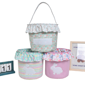Cestas de Pascua Grandes con Estampado de Cuadros, Diseño de Conejito, para Dulces, Venta Directa de Fábrica - Product Image 3