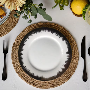 Soldes Exceptionnelles : Assiettes Plates en Porcelaine Blanches et Dorées, Bord Doré, Vaisselle en Céramique, Assiettes à Dîner Effet Brossé Doré - Product Image 5