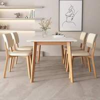 Ensemble de table à manger moderne en bois et pierre frittée avec 6 chaises, écologique et durable, pour la maison/le restaurant, table de salle à manger pour petit espace